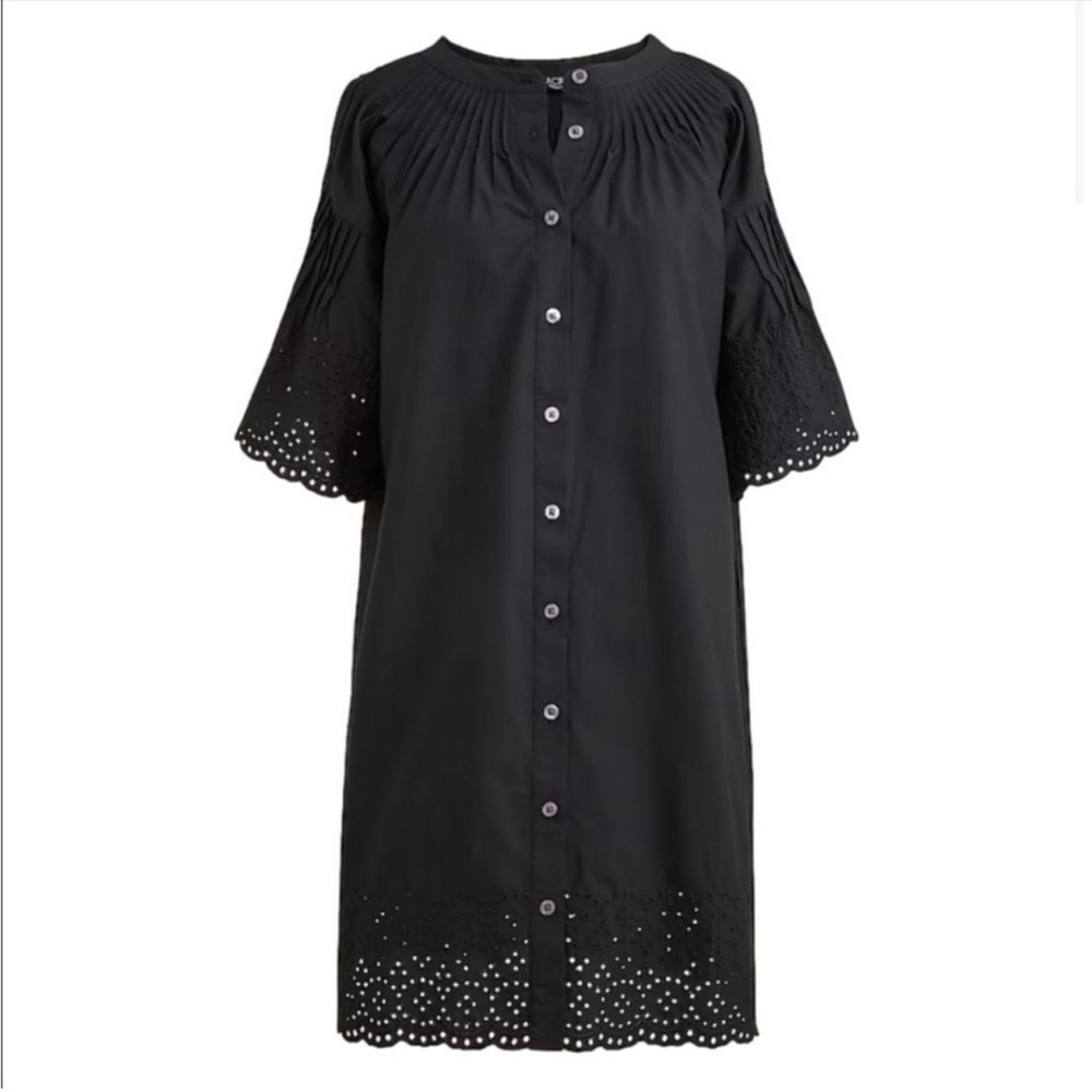 J.Crew Jolie dress in eyelet cotton poplin black size XS NWT
